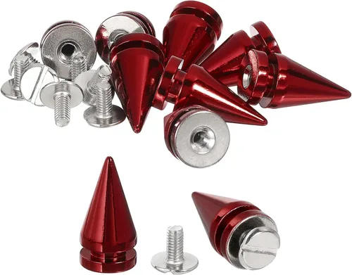Miniatura 10 de uxcell 16 remaches de espiga de cono de 0.39 x 0.78 pulgadas, tornillos traseros para árbol y picos para manualidades de cuero, ropa, zapatos, Blanco