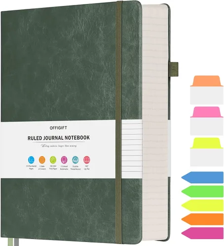 Miniatura 8 de Cuaderno rayado, cuaderno grande A5 con rayas universitarias, cuaderno de trabajo de 312 páginas numeradas con calcomanías de índice, papel grueso