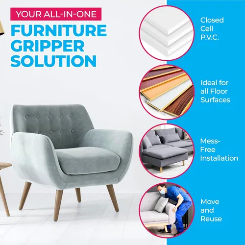 Miniatura 2 de Stay Furniture Grippers. Evita que los muebles se deslicen en pisos de superficie dura. Almohadillas antideslizantes redondas y negras, que protegen