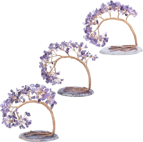 Miniatura 3 de Árbol de dinero de cristal natural hecho a mano con base de ágata de buena suerte, Feng Shui, árbol bonsái para decoración de mesa de oficina