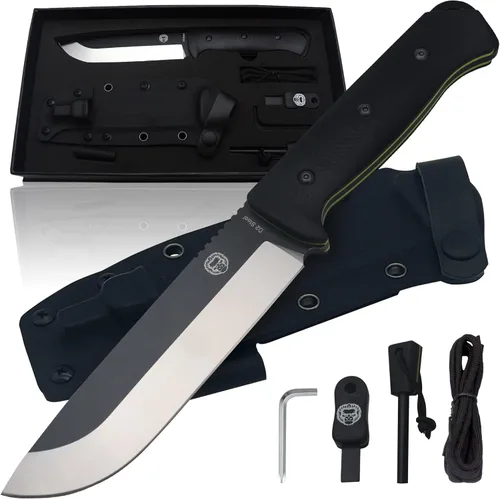 Miniatura 10 de Holtzman's Gorilla Survival Bushwhacker Cuchillo de hoja fija con arrancador de fuego, raspador G10 y Paracord (negro) - Ideal para acampar y Negro