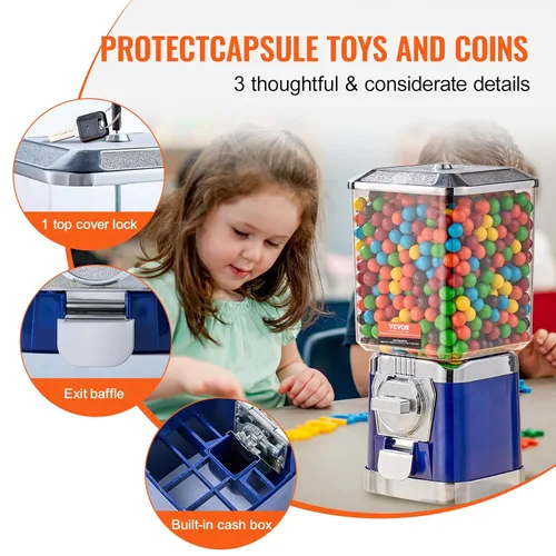 Miniatura 5 de VEVOR - Máquina expendedora de chicles para niños, de policarbonato, para tiendas de juegos, con monedas para cápsulas de juguete, bolas hinchables