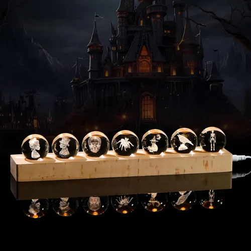 Qianwei Bola de cristal 3D, decoración gótica de Halloween con base de lámpara LED, el mejor regalo de cumpleaños para hombres, profesores, niños,