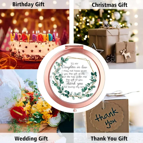 Miniatura 5 de Regalos para mi nuera, espejo compacto para cumpleaños, Navidad, día de boda, regalos para nuera de suegra para regalo de nueva hija