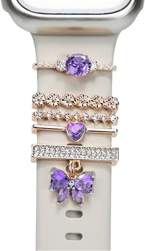Miniatura 19 de Abalorio de Correa de Reloj, Anillos Decorativos Compatibles con Correas de Silicona de Apple para Mujeres 49mm 45mm 44mm 42mm 41mm 40mm 38mm