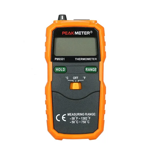 Probador, PM6501 Pantalla LCD K Tipo Temperatura Medidor Termopar W/Retención de Datos/Termómetro Digital de Registro, Naranja