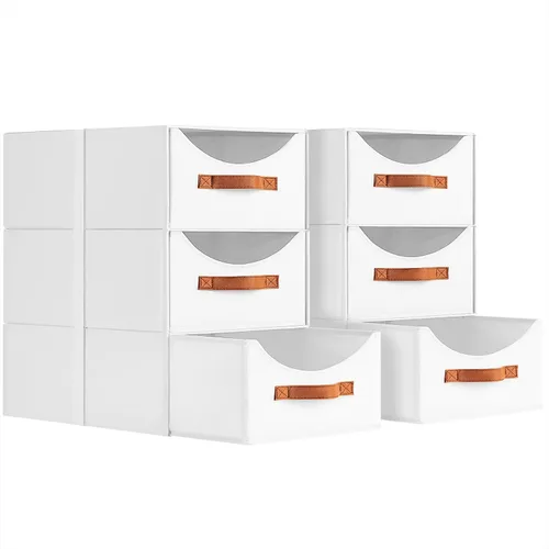 Miniatura 10 de Homsorout Cajones de almacenamiento apilables, contenedores de almacenamiento plegables con cajones, paquete de 8 cestas organizadoras de estantes