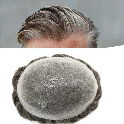 Miniatura 39 de FNY HAIR - Tupé para hombres, sistema de cabello humano, piel ultrafina, PU con bucle en V, prótesis de cabello natural para hombres, #1B05 1B# OFF
