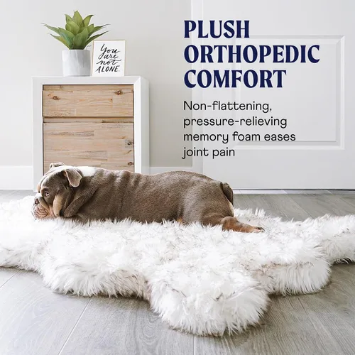 Miniatura 4 de PAW Brands PupRug - Cama ortopédica para perros grandes con piel sintética suave y esponjosa y espuma viscoelástica para aliviar el dolor