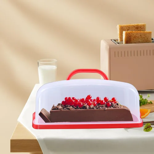 Miniatura 7 de Transportador 2en1 para magdalenas y pasteles con tapa, soporte rectangular para tartas, contenedor de almacenamiento portátil grande para guardar