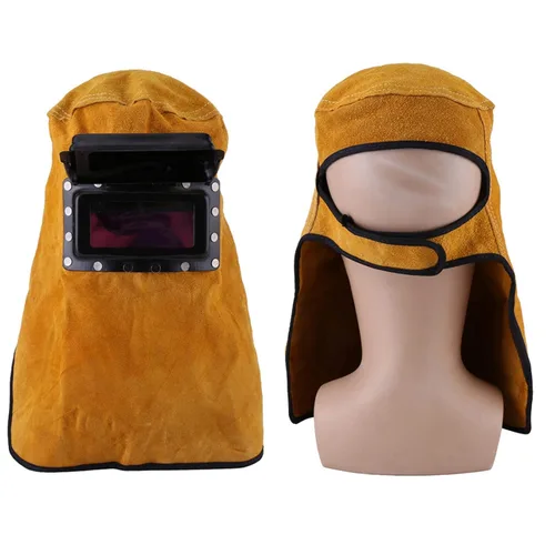 Miniatura 5 de Casco de soldadura con capucha de soldador de cuero, máscara de soldadura ajustable, casco de soldadura con lente de filtro de oscurecimiento