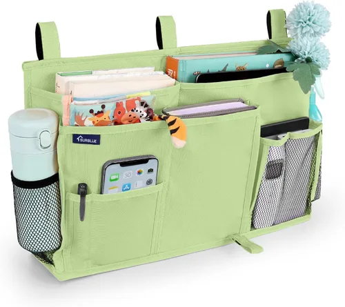 Miniatura 29 de Surblue Caddy Organizador colgante, Bolsa de almacenamiento para cabecera para literas y camas de hospital, Azul Turquesa, L R-Teal