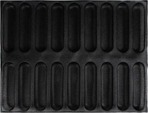 Miniatura 9 de Pan para hornear baguette pan perforado Eclair hojas de malla molde de silicona estrecha barra rectangular 15.748x11.732x0.197 in 16-cavidad por