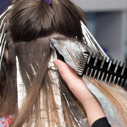 Miniatura 7 de Fox Baby Peine para peinar el cabello, 4 peines de metal negro, resaltado, estilo profesional, para estilista en casa, peluquero, tejido, teñido
