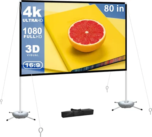 Miniatura 10 de Pantalla de proyector portátil Película al aire libre: Pantallas de proyección 4K traseras plegables Soporte para acampar Viaje Patio trasero Video