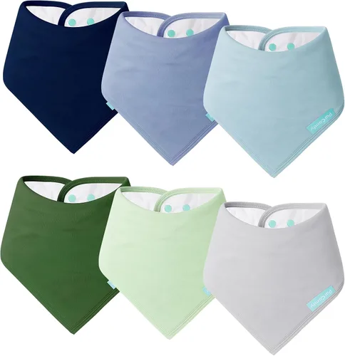 Miniatura 10 de PurComfy Baberos supersuaves, baberos de bambú de primera calidad para bebés niños y niñas, baberos ajustables a presión, paquete de 6