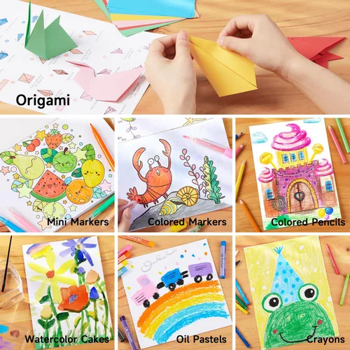 Miniatura 4 de Shuttle Art Juego de Arte para Niños de 335 Piezas, Suministros de Arte Multimedia, Kit de Arte de Regalo con Caballete Tríptico, 2 Blocs de Dibujo