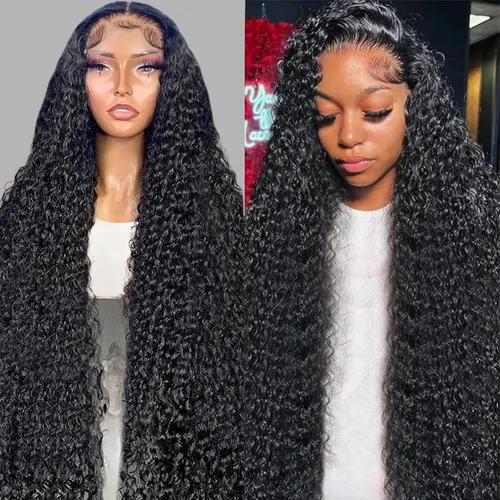 Miniatura 15 de Pelucas de cabello humano ondulado profundo con encaje frontal, densidad del 200%, 13x4 HD transparente, encaje frontal completo, pelucas de cabello
