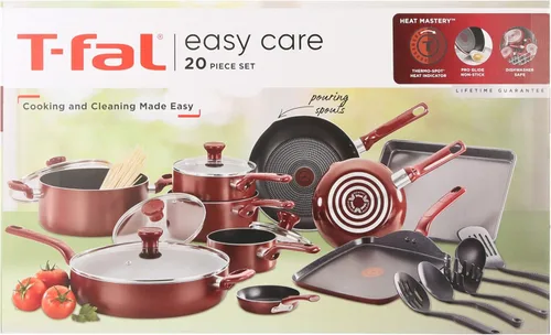 Miniatura 3 de T-fal Everything in Kitchen - Juego de utensilios de cocina aptos para lavavajillas, 20 piezas, color rojo