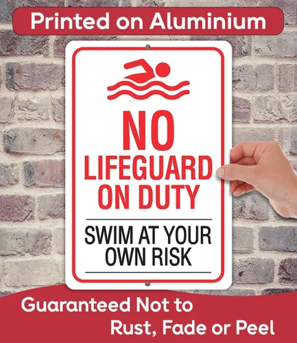Miniatura 6 de Metal Sign-No Lifeguard on Duty, Swim At Your Own Risk- Use Indoor/Outdoor - Water Safety Notice Hazard Awareness Sign, For Beaches, Rivers, Lakes
