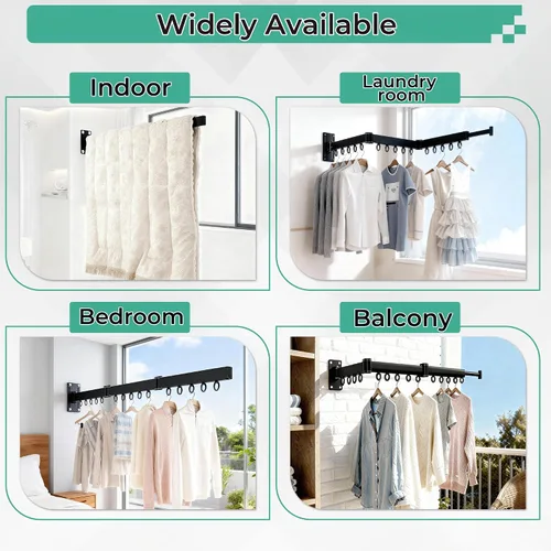 Miniatura 3 de Estante de secado de pared, plegable y giratorio, triple colgador plegable que ahorra espacio, adecuado para guardarropa, balcón, baño, carga máxima