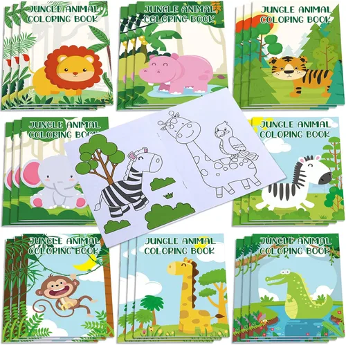 Honoson 24 libros para colorear para niños, libros para colorear de animales a granel, safari, selva, recuerdo de fiesta para niños de 4 a 8 años,