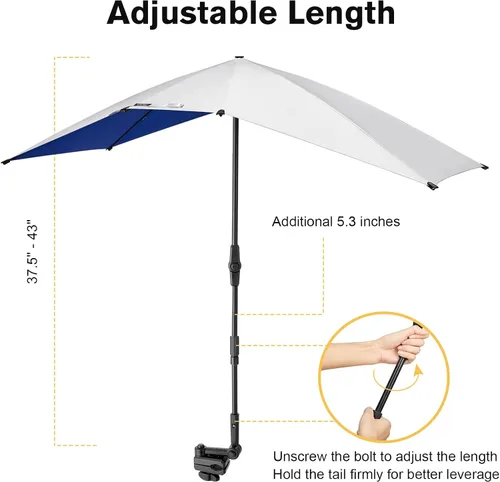 Miniatura 4 de G4Free Paraguas doble para 2 personas con abrazadera ajustable, sombrilla para silla de playa, sillón reclinable