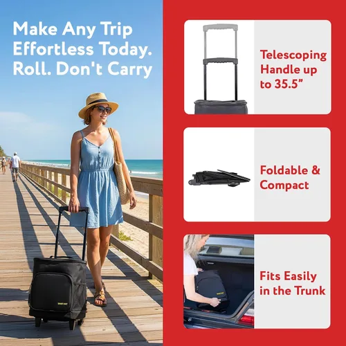 Miniatura 9 de Carrito inteligente con función de refrigeración ultra compacto con ruedas - Bolsa enfriadora plegable aislada - Enfriador de viaje plegable para 36