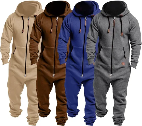 Miniatura 2 de Onesies - Overol con capucha para hombre, con cremallera, pijama de una pieza, para entrenamiento, correr, overol