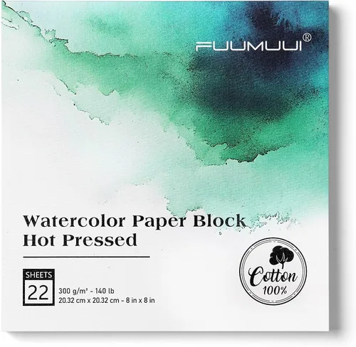 Miniatura 15 de Bloc de Papel de Acuarela, Fuumuui 5.5 x 8.5 pulgadas Papel 100% Algodón (20 Hojas, 140lb/300g), Encuadernado en Espiral para Pintar, Dibujar