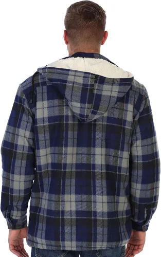 Miniatura 4 de Gioberti Sherpa - Chaqueta de franela con capucha desmontable para hombre