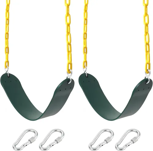 Take Me Away Paquete de 2 asientos de columpio resistentes con cadenas antioxidantes de 66 pulgadas y ganchos de conexión rápida, juego de columpio