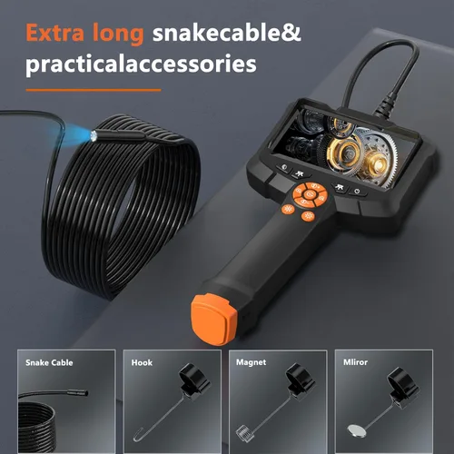 Miniatura 8 de Daxiongmao Cámara de boroscopio HD 1080P, endoscopio impermeable IP67 con 8 luces LED ajustables, cámara de serpiente semirrígida de 16.5 pies