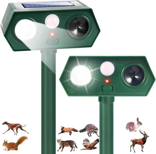 Repelente solar ultrasónico de animales Sonic Fortress Pro Repelente de mapaches Repelente de gatos, disuasorio de ciervos con sensor de movimiento