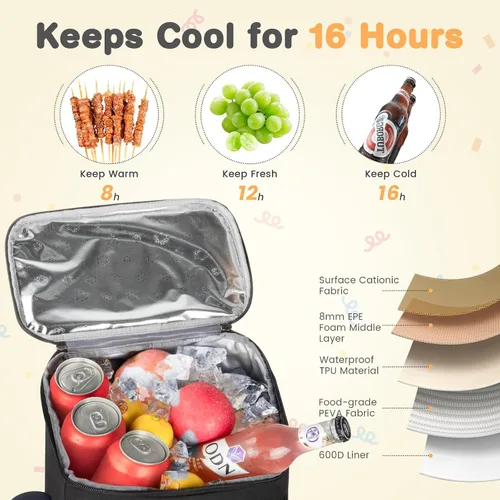 Miniatura 2 de Mochila enfriadora, 30 latas, mochila de almuerzo aislada para hombres y mujeres, bolsa térmica portátil a prueba de fugas para el trabajo, oficina
