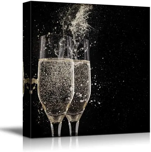 Miniatura 20 de wall26 - Lienzo decorativo cuadrado para pared, copas de vino con botella de vino y uvas, impresión giclée, arte moderno para el hogar, listo
