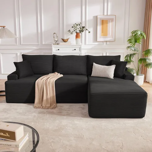 Miniatura 17 de Mangodan Sofá seccional Cloud, sofá deshuesado para sala de estar, sofá modular con asiento profundo, cómodo sofá esponjoso en forma de L con diván