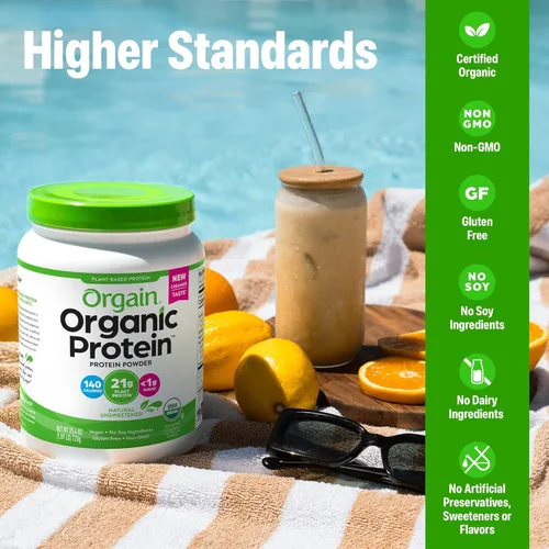 Miniatura 4 de Orgain - Proteína orgánica vegana en polvo, natural sin azúcar - 21g de proteína vegetal, 4g de fibra prebiótica, bajo en carbohidratos netos, sin