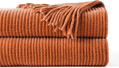 Miniatura 35 de BATTILO HOME Manta marrón para sofá, manta bohemia decorativa de punto chocolate para el hogar, cama, 50 x 60 pulgadas Marrón ondulado