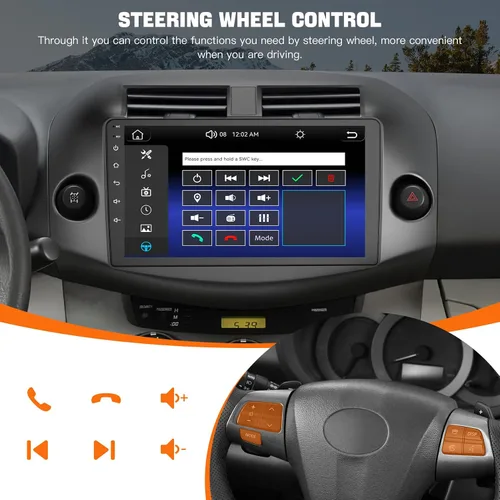 Miniatura 8 de Estéreo de radio de coche para Toyota RAV4 2007-2012 sin sistema de sonido JBLB, compatible con Carplay inalámbrico/Android Auto/Mirrorlink