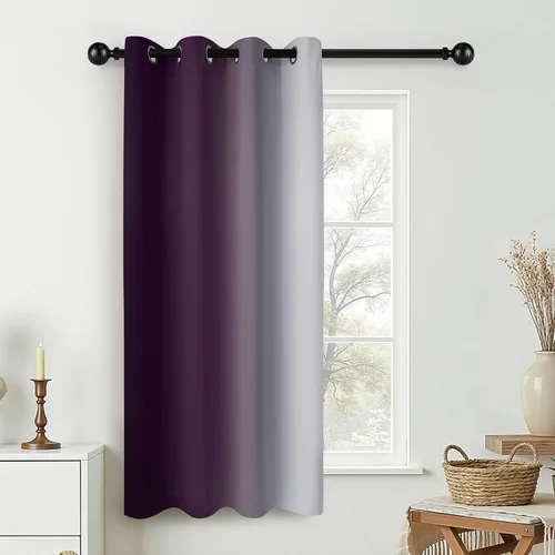Miniatura 156 de COSVIYA Cortinas 100% Opacas Azul Degradado con Lazos Ajustables para Cocina Aislamiento Térmico Oscurecimiento de Habitación Cenefa con Bolsillo