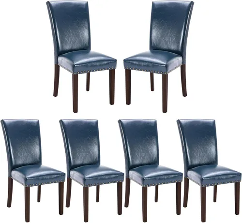 Miniatura 26 de COLAMY Juego de 2 sillas de comedor tapizadas Parsons, sillas de tela para comedor y cocina con detalle de cabeza de clavo y patas de madera