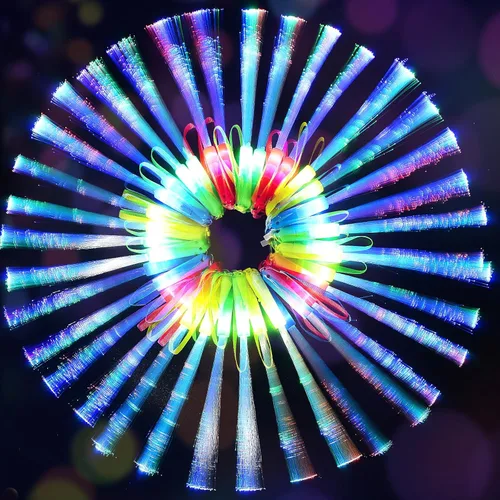 Miniatura 7 de SHQDD 28 varitas de fibra brillante, varitas de luz LED, suministros de fiesta que brillan en la oscuridad, varitas de fibra óptica, palos Color-28