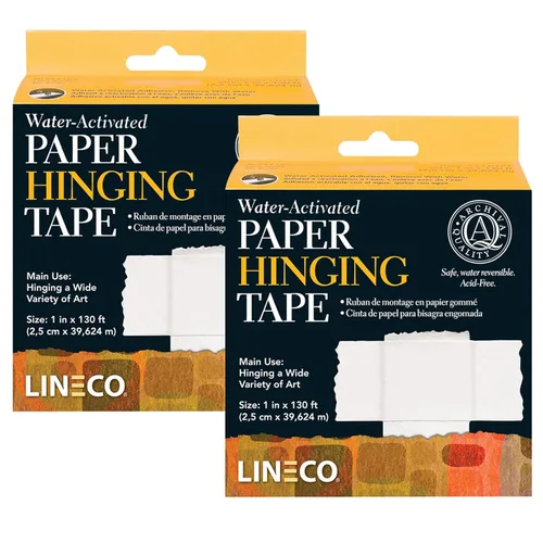 Miniatura 8 de Lineco, Archival - Cinta adhesiva de papel activado por agua, sin ácidos con pH neutro, para bisagras de fotos artísticas, 1 pulgada x 130 pies