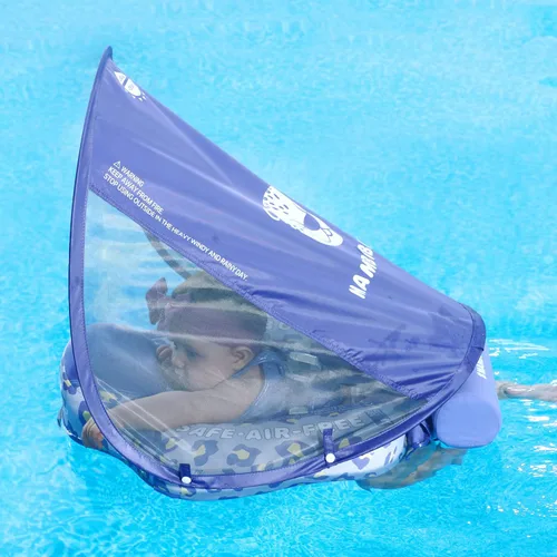 Miniatura 8 de Mambobaby Flotador con Cola Flotador de natación para bebé con toldo, ideal como entrenador de natación; flotador de agua no inflable, salvavidas a