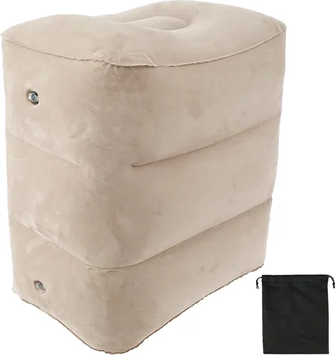 Miniatura 7 de Almohada inflable con reposapiés para viajes, cama ajustable de 3 capas de altura para avión para niños, artículos esenciales de viaje para adultos