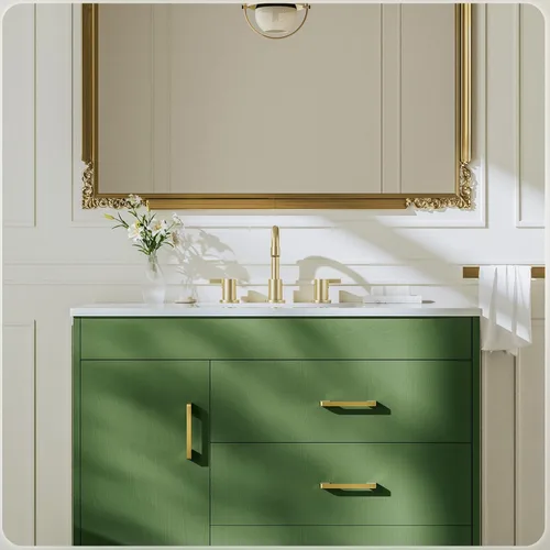 Miniatura 2 de Phiestina Grifo de lavabo de baño de 3 agujeros generalizado de oro cepillado, juego de llave de baño de 8 pulgadas con drenaje emergente de metal