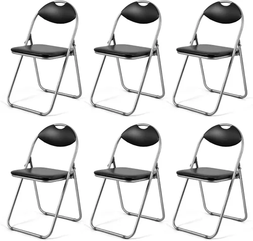 Miniatura 10 de S AFSTAR Juego de 2 sillas plegables, sillas plegables de metal con asas de transporte, asientos acolchados, almohadillas antideslizantes, sillas