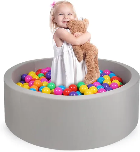 Miniatura 14 de Pozo de bolas de espuma para niños, alberca de bolas suaves para niños, piscina de bolas infantil, juguetes ideales para niños, 47 pulgadas gris