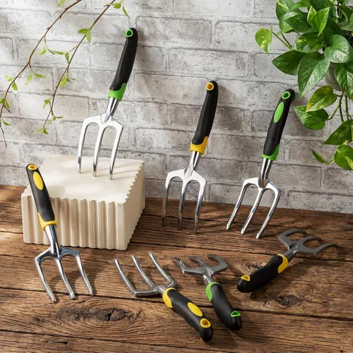 Miniatura 4 de Yaocom 12 piezas de rastrillos de mano, mini cultivador de jardín de alta resistencia, rastrillo pequeño de 11 pulgadas con mango para excavar